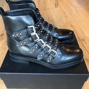 Maje Black Buckle Boots